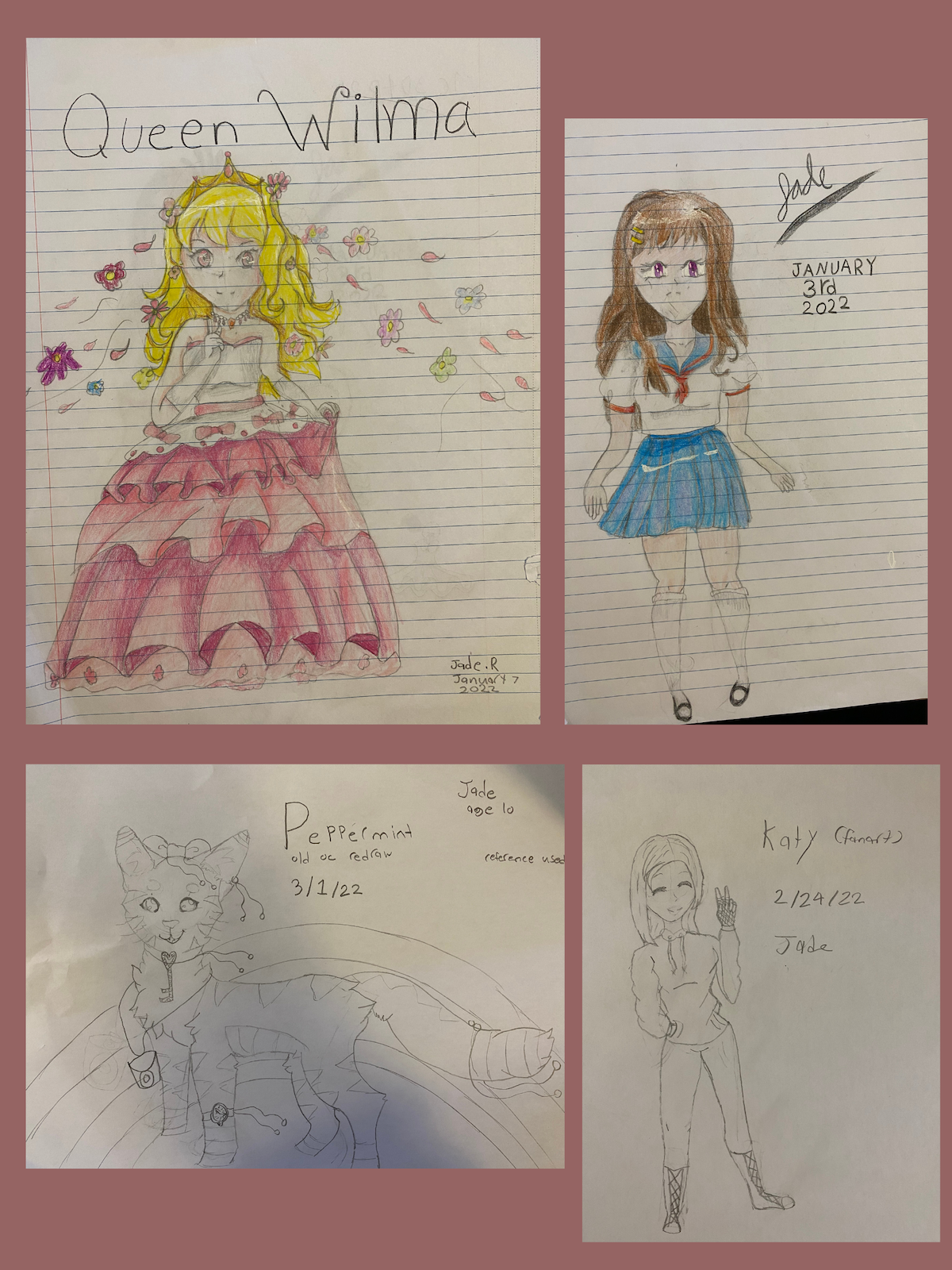 This is a selection of some of the drawings that Jade has worked on this term.
